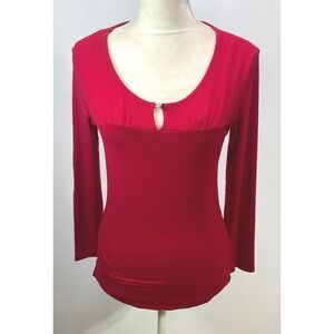 Palmers Vienna Red Long Sleeve Top Keyhole Rhinestone Detail Women's S‎